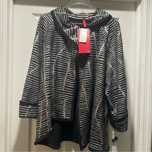 IC by Connie K Black and Silver Jacket Cape Size 2X